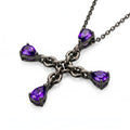 Graduate Necklace Gothic Black Cross for Men Women, Purple Teardrop Cubic Zirconia Pendant, Class of 2026 Graduation Gifts, Vintage Y2K Dark Aesthetic Jewelry