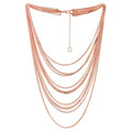 Waterfall Multi-Strand Chains Statement Collar Necklace with Rhinestones Chains, Dress - color: J-Metal Color: 18K Rose-Gold-Plated