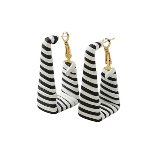 Chunky Leopard Leather Earrings Bohemia Camouflage Leather Dangle Earrings Chunky Rectangle Black White Zebra Print Earring Handmade Vintage Faux Leathers Statement Earring Boho Style Jewelry - color: Black+White