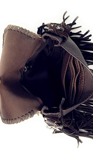 Western Genuine Leather Floral Tooled Fringe Womens Crossbody Bag 3 Color - color: Coffee/Turquoise