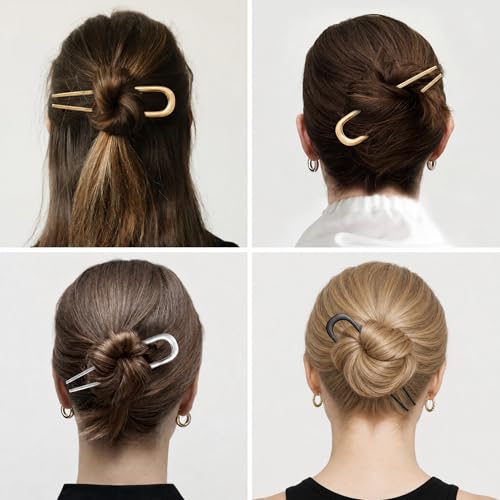 3 PCS French Hair Pins for Women, Elegant Hair Pins for Buns, French Twists and Updos, Gold Hair Accessories - color: Gold / Silver / Black