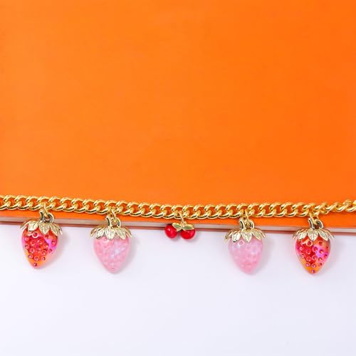 Bag Purse Charms Chain for Handbags Women's Pants Wallet Gold Link Bag Chain Keychain Y2K Accessories - color: Cherry Strawberry