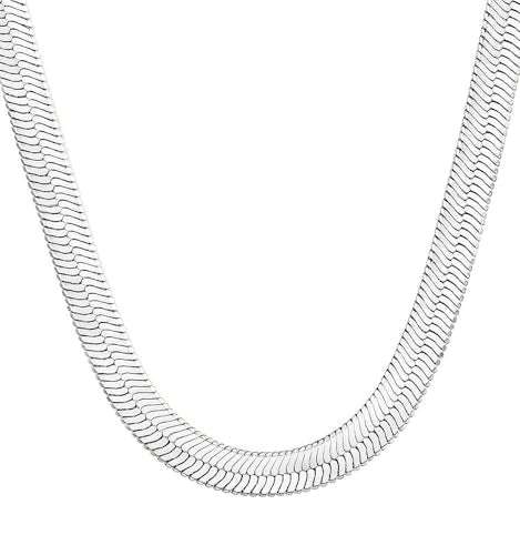 NECOCY 14K Gold Plated Necklaces for Women, Dainty Gold Herringbone Choker Necklace Thin Layered Snake Chain Jewelry for Gifts - color: SL-5MM 16" Herringbone Necklace