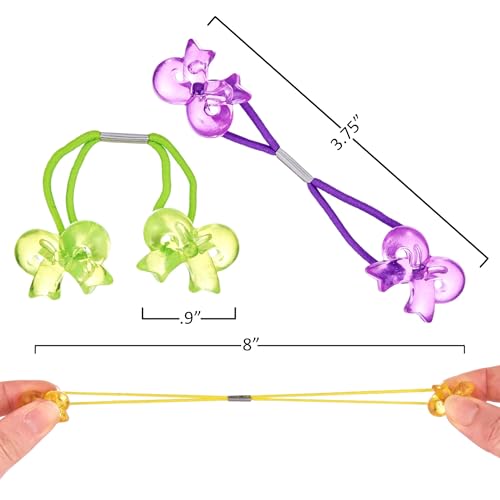24pc Flower-Shaped Multicolored Twin Bead Ponytail Ball Elastics | Fun Colorful Hair Ties & Accessories for Girls, Kids & Toddlers. No-Slip Hold. Kids Hair Bands - So Cute - color: Flower-Shaped