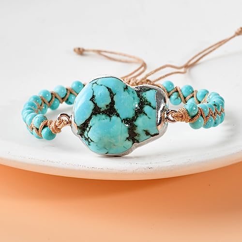 YGLINE Natural Stone Bracelet 5 Wraps Bracelet Handmade Blue Color Boho Bracelet for Women Bracelet - color: blue