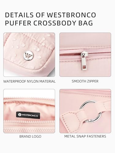 WESTBRONCO Small Crossbody Bags for Women Nylon with Adjustable Strap, Zipper Crossbody Purse, 1L Shoulder Bag for Travel - color: Pink-new