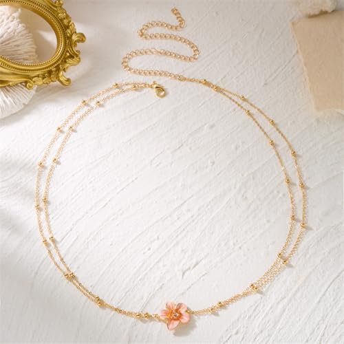 Flower Body Chain for Women Gold-Plated Metal Waist Chain Body Belly Belt Jewelry Layered Bead Metal Body Chain Summer Beach Accessories - color: Gold/B