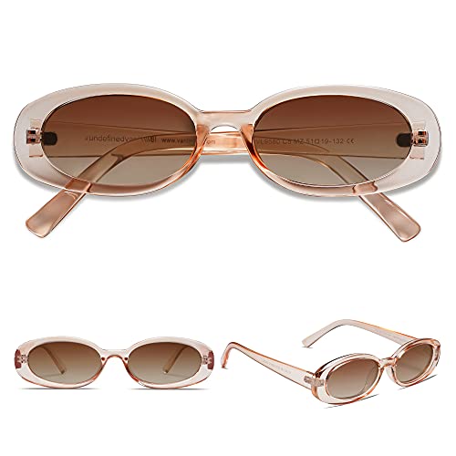 VANLINKER Polarized Retro Oval Sunglasses for Women and Men Small 90s Style VL9580 - color: C5 Light Brown Frame/Brown Gradient Lens
