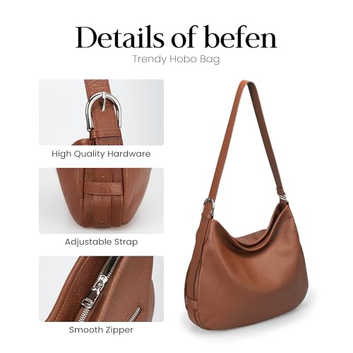 befen Vintage Genuine Leather Satchel Tote Bag for Women, Top Handle Handbags Leather Purse, Large Shoulder Crossbody Bags - color: Brown-a