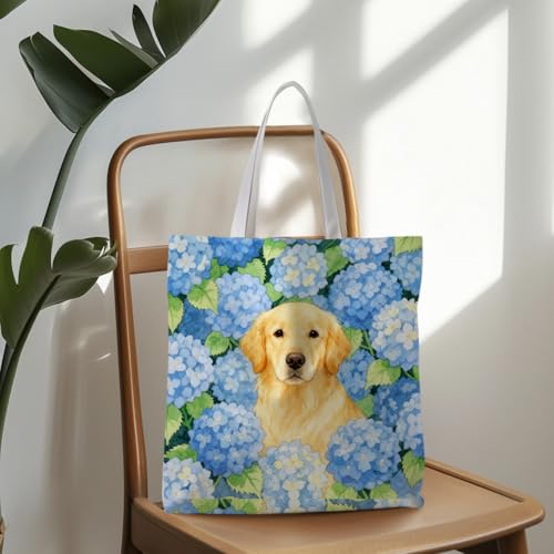 Preppy Animal Tote Bag, Pet Canvas Tote Bag, Reusable Grocery Shopping Shoulder Bags - color: Floral Dog