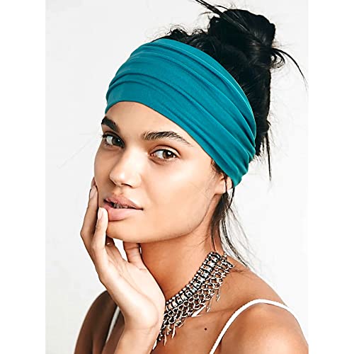 Jesries 10 PCS Women Headbands African Wide Hair Wrap Extra Turban Head Bands for Lady Large Sport Workout Stretch Non-slip Big Hair Bands - color: Caramel