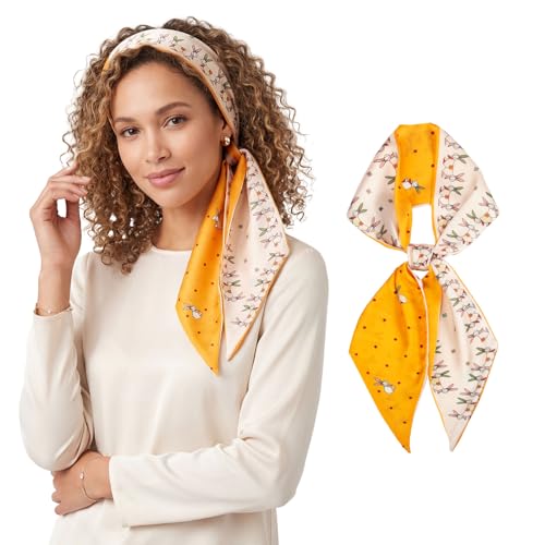 RIIQIICHY Hair Scarf for Women Like Silk Scarves Headband Neck Scarfs Twilly Purse Accessories - color: C004