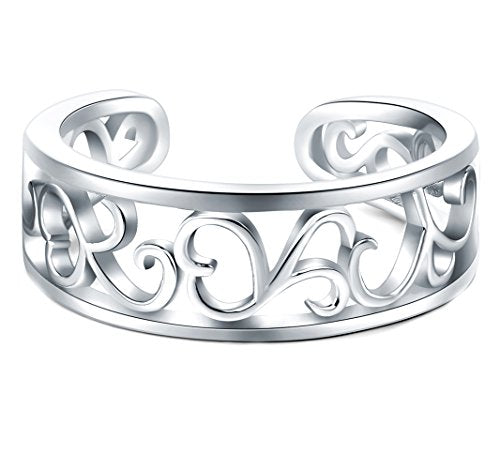 BORUO Toe Rings - Flower Hawaiian Leaf Sterling Silver Band Ring - Stylish Toe Rings For Women - Sterling Silver Rings for Gifting - Chic 925 Sterling Silver Rings - Toe Rings For Women With Gift Bag , 6mm
