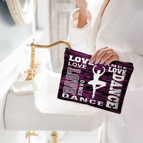 Cute Makeup Bag for Purse Canvas Waterproof Funny Cosmetic Bags for Women Zipper Travel Toiletry Pouch-Dance Makeup Bags - color: Dance Makeup Bags