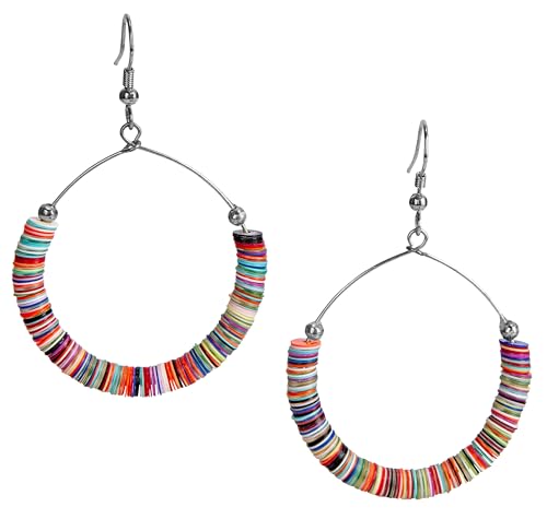 Bohemian Multi-Colored Sequin Hoop Gold Earrings - SPUNKYsoul Collection… - style: MEDIUM HALF DISC SILVER