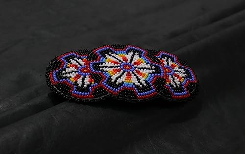 Beaded Hair Clips Native American Style Handmade Collection (Black) - color: Black