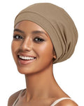 Alnorm Satin Lined Sleep Slouchy Cap Headcoverings for Women Lightweight Chemo Beanies Khaki - color: Khaki