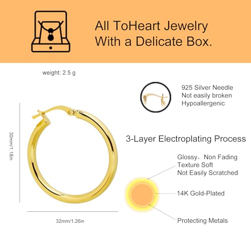 ToHeart Gold Hoop Earrings for Women Twist Hoop Earrings Gold Plated - style: Hoop Earrings B