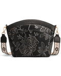 Crossbody Bags For Women, Vegan Leather Crossbody Purses with Boho Strap, Daily Travel Shoulder Handbag - color: Black