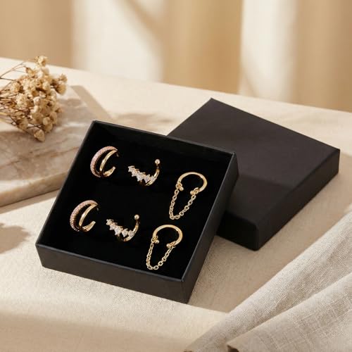 Ear Cuffs Non-Piercing for Women Dainty 14K Gold Plated Clip On Cartilage Earrings Hypoallergenic Huggie Hoop Cuffs Fake Earings for Non Pierced Ears - color: B:ear cuff