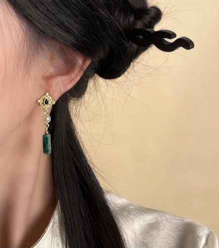 Boho Earrings for Women Natural Stone Beaded Handmade Vintage Dangle Earrings Bohemian Lightweight Hypoallergenic Jewelry for Dailywear Festival Occasions - color: light blue boho