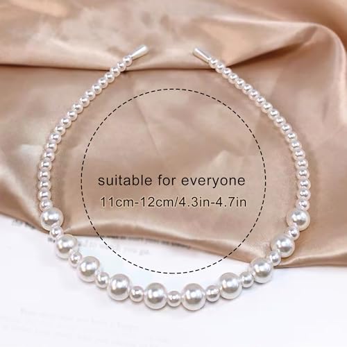 4 Pcs Metal Pearl Headbands for Women, Thin Metal Rhinestone Floral Hair Bands, Elegant Crystal Flower Sparkly Hair Hoops, Fairycore Bridal Wedding Hair Accessories Set for Girls - color: Flower Metal