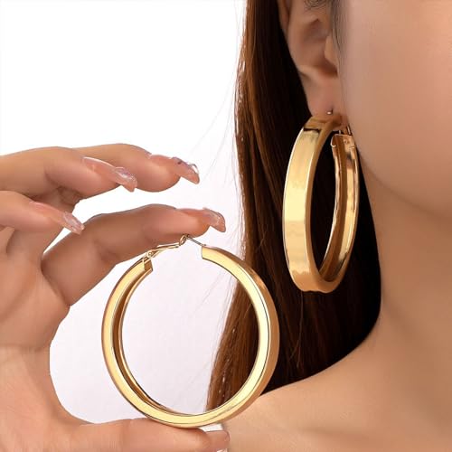 Large Hoop Earrings Lightweight Chunky Earrings for Women Chunky Earrings Big Hoop Earrings for Wedding - style: Hoop-G-01