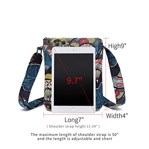 OPQRSTU Women's Retro Small Size Canvas Shoulder Bag Hippie Boho Crossbody Handbag - color: Blue