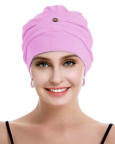 osvyo Cotton Chemo Turbans for Women Cancer Hairloss hat - Cotton Lightweight Headwear Sealed Packaging - color: Cotton Light Pink