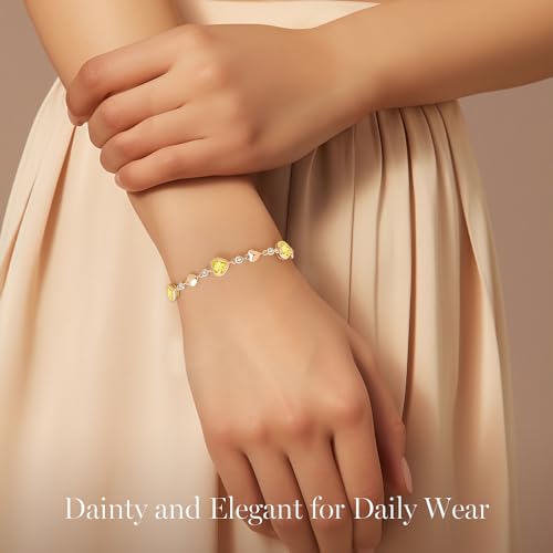 925 Sterling Silver Birthstone Heart Bracelet Jewelry Gift for Women | Rose Gold Plated Bracelets,Hypoallergenic,Adjustable Chain Personalized Anniversary Christmas Jewelry Gift for Mom Wife - color: Rose Gold-11-Nov
