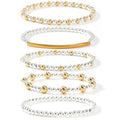 14K Gold Plated Beaded Bracelets Stack Set for Women,Stretch Boho Colorful Beads Ball Jewelry Friendship Summer Trendy - color: Silver gold