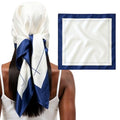 100% Mulberry Silk Head Scarf Large 36" - 19 Momme Women's Hair Wrap for Sleeping, Reduce Frizz & Damage, Natural Soft Silk - color: Navy/Ivory