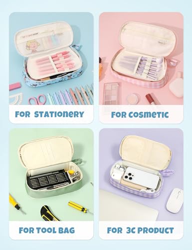 SUNEE Cute Pencil Case, Large Pencil Pouch, Aesthetic Big Pencil Bag with Zipper, Kawaii Stationery Storage and Organizer, School Supplies for Teen and Adult, Boys & Girls, Heavy Duty Canvas Cute Dog - color: Cute Dog