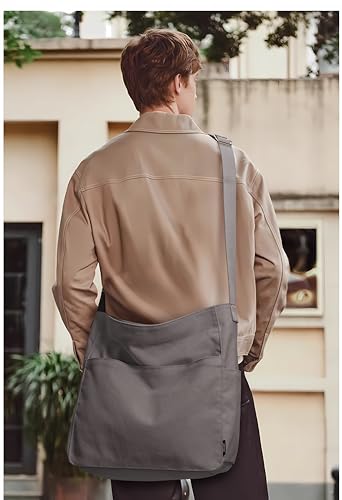 KALIDI Canvas Tote Bag Large Hobo Crossbody Shoulder Handbag Zipper Messenger Bag for Women or Men Casual College Work - color: *Grey