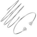 Silver Arm Cuff for Women Open Adjustable Armband Stackable Upper Arm Bracelet Bangle Minimalist Summer Beach Cuff Jewelry - color: Silver Arm Cuff EF