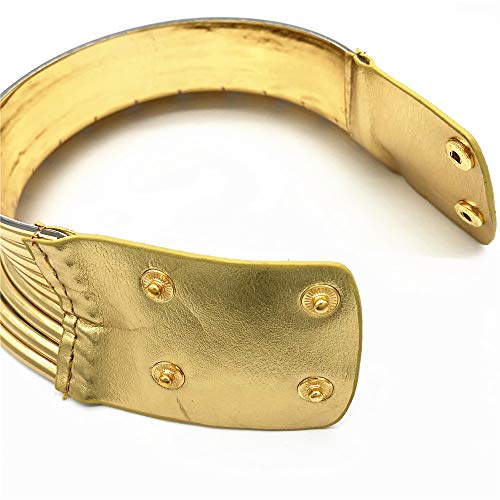 COLORFUL BLING Tribal African National Choker Necklace Snap Leather Chunky Large Punk Gothic Collar Flamboyant Earrings Bracelet Jewelry Set for Women Costume Accessories - style: 3pcs Gold B