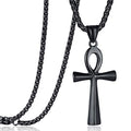Rehoboth Stainless Steel Ancient Egyptian Coptic Ankh Cross Pendant Necklace for Womens Mens 24 Inch Chain Black Gold Silver - color: Black