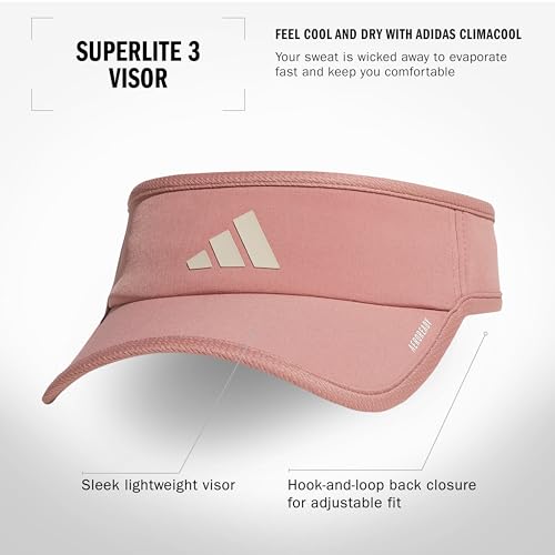 adidas Women's Superlite Visor – Lightweight Moisture-Wicking Running Tennis Hat - color: Warm Clay Pink/Wonder Alumina Grey/3