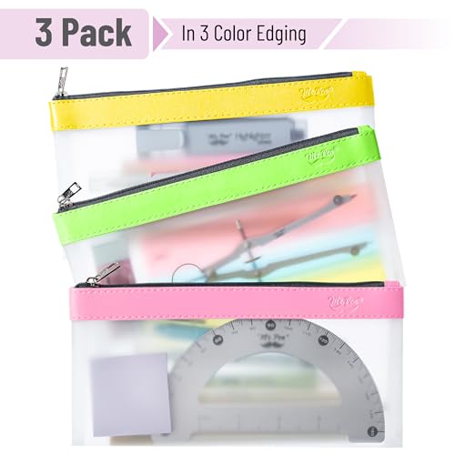 Mr. Pen- Clear Pencil Pouch, 8.50"x4.25", 3 Pack, Durable TPU Material | Medium Water-Resistant Pencil Bags with Smooth Zipper, Multipurpose Clear Pouch for Stationery, School, Office - color: Candy, size: 3 Pack, Medium