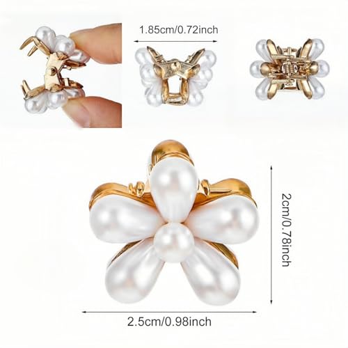 Mini Pearl Daisy Claw Clips for Women Girls (7Pcs) | Non-Slip, Small Hair Jaw Clips, Floral Bangs Hair Clips, For Thin & Thick Hair, Daily Wedding Party Hair Accessories