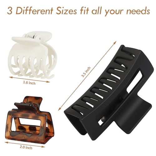 CHANDAT Medium Claw Hair Clips Set for Women - 3 Styles, 9PCS Rectangle Hair Clips for Thick Hair, Square Clips for Thin Hair - Deep Leopard - color: Deep Leopard