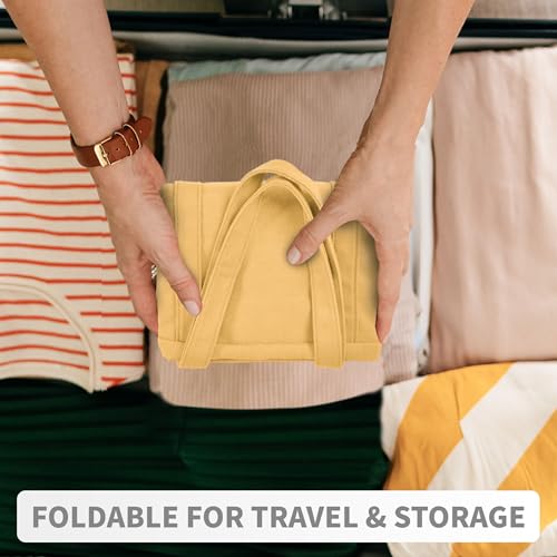 HOMESPON Large Canvas Tote Bag for Women Everything Bag with Pockets and Laptop Sleeve - color: Yellow