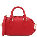 FashionPuzzle Mini PU Leather Satchel Purse Top Handle Crossbody Bag - color: Red