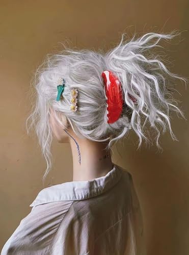 Hair Claw Clips For Women, Red Hair Clips Nonslip Retro Hair Clips for Thick & Thin Hair & Curly Hair Fashion Hair Accessories - color: Red