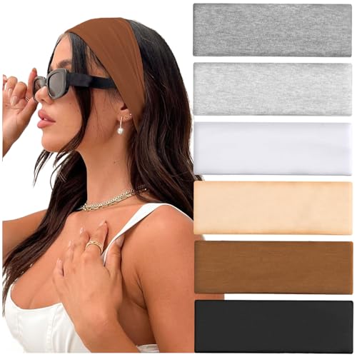 IVARYSS Workout Headbands for Women Non Slip, Premium Stretchy Soft Fabric Head Bands for Women's Hair, Wear for Yoga, Running, Sport, 6 Pack, Neutral Color - color: Neutral