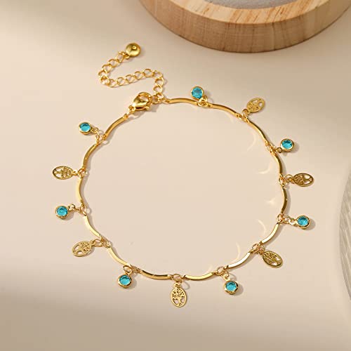Yumikoo 18k Gold Plated Anklet Ankle Bracelets for Women - style: Cubic Zirconia