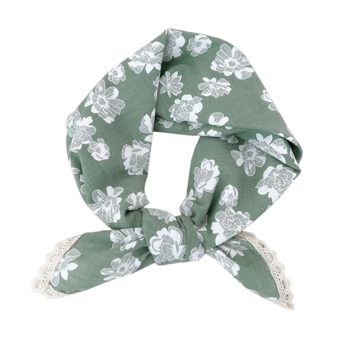Soft Cotton Like Lace Bandana Headband, Head Wrap, Protective Coverage, Hair Neck Scarf for Women 24 x 24 inch - color: Cas016 - White Flower G