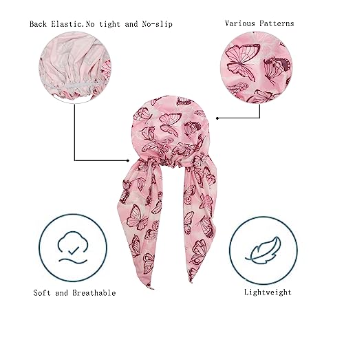 ZLYC Chemo Headwear Pre Tied Head Scarf Headwraps Lightweight Turban Beanie Cap for Women - color: Butterfly Pink