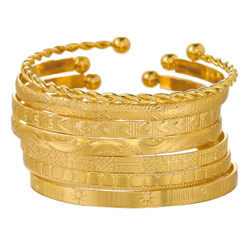 Boho Engraved Cuff Bangle Bracelets for Women Multi Layer Stackable Textured Bracelet Adjustable Bangles Fashion Bohemian Indian Jewelry Set