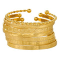Boho Engraved Cuff Bangle Bracelets for Women Multi Layer Stackable Textured Bracelet Adjustable Bangles Fashion Bohemian Indian Jewelry Set